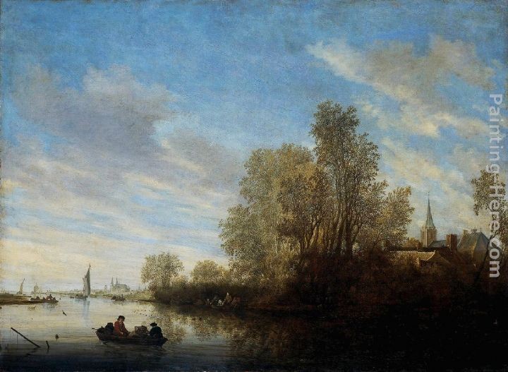 Salomon van Ruysdael River View near Deventer